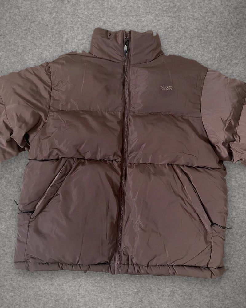 Puffer oversize marron, vue de face – Stylesme